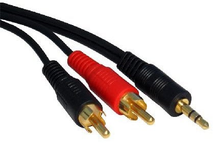 3.5mm Jack to 2 x RCA Phono Audio Cable Gold 3m Lead [HiConn]