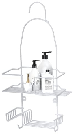 Blue Canyon Plastic Coated Shower Caddy 2 Tier Hanging Caddy, No Drill Plastic Bathroom Shelf, Non-Rusting Storage Shelves, Shower Accessory, Bathroom Organisation Shelf, Shower Basket Organizer