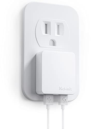 Nekmit Dual Port Ultra Thin Flat USB Wall Charger with Smart IC, White