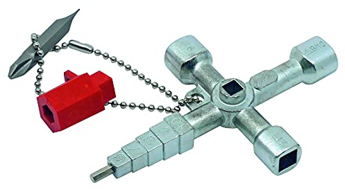 Schuebo Schaltschrank-Schlüssel SuBMaster (10 Funktionen, stufiger Vierkant 6-9 / Innenvierkant 6-8 mm/Innendreikant 9 mm/Doppelbit Kreuz PH2 + Schlitz 1x7 mm/Kunststoffadapter 1/4 usw.) 400184