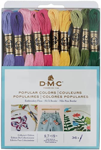 DMC 117F25-PC36 Stickgarn, beliebte Farben, Farben können variieren, 8 m, 36 Stück