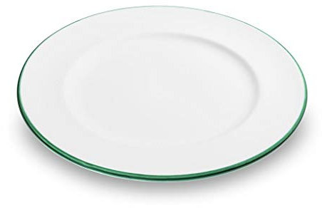 GMUNDNER KERAMIK Speiseteller Gourmet Durchmesser : 27 cm Grüner Rand Geschirr, handgemacht in Österreich