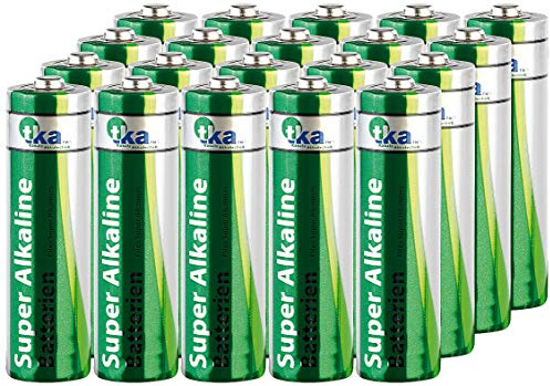 tka Köbele Akkutechnik 15V Batterie: Super-Alkaline-Batterien Mignon 1,5V Typ AA, 20 Stück (AA Batterien 1,5 Volt, Mignon-Batterie-Set, R6)