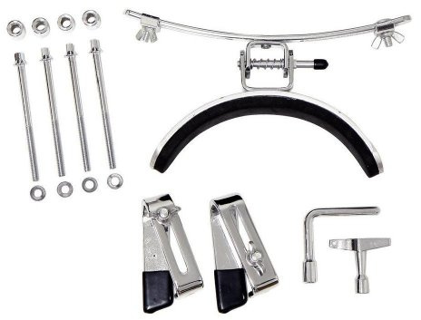 GEWA marching drum knee bracket with extension, suitable for 13 and 14 snares, adjustable height, chrome colour