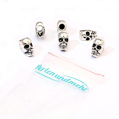 perlenundmehr Metallperle Schädel Totenkopf Skull antiksilber (10409) 12x10mm 10Stk.