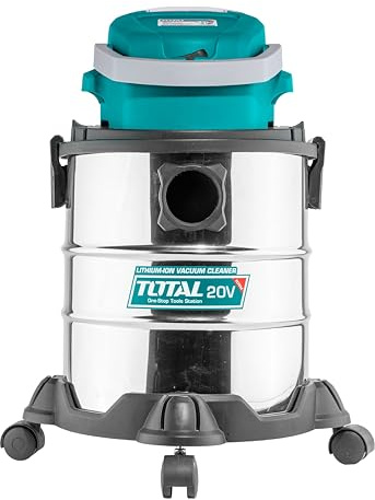 TOTAL - Aspirador a Batería P20S de 20 V | Depósito de 20 litros | Manguera de 1,5 m | Filtro HEPA | Incluye Accesorios para Suelos, Tapicerías y Ranuras