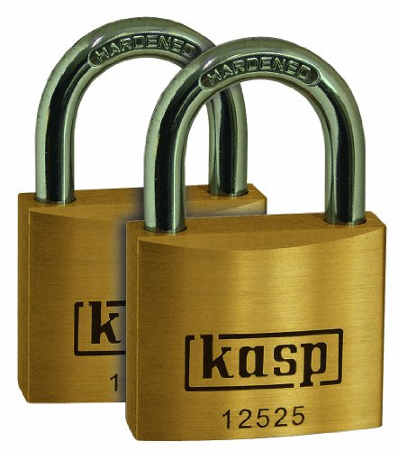 Kasp Vorhängeschloss, Messing Premium-Doppelpack, 25 mm, Serie 125 K12525D2 gleichschließend, gold