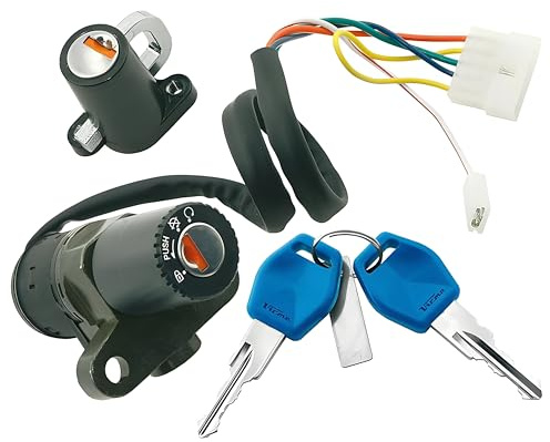 Schlosssatz für Aprilia RX50, MX50, Red Rose 50 | Zwei Schlüssel, fahrzeugspezifische Halter und Stecker, OEM 9125 kompatibel mit Aprilia RX 50 Baujahr 1999 bis 2005 AM6 Motor