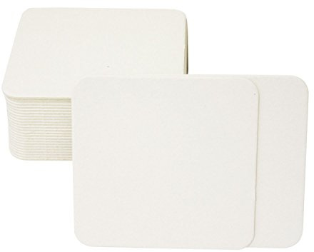 Ursus 6590000 - Bierfilze eckig, blanko weiß, 25 Stück, ca. 9,3 x 9,3 cm, Bierdeckel zum Selbstgestalten, ideal als Bastelmaterial