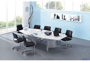 Konferenztisch mit Holzuntergestell 280x130/78cm weiß