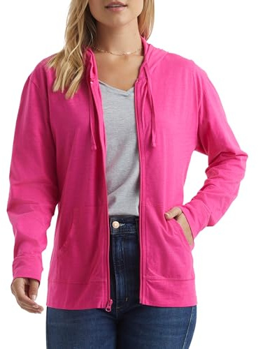 Hanes Womens Slub Knit Full-zip Hoodie, Textured Cotton Zip-up T-shirt For Fashion-hoodies, Amaranth, Small US