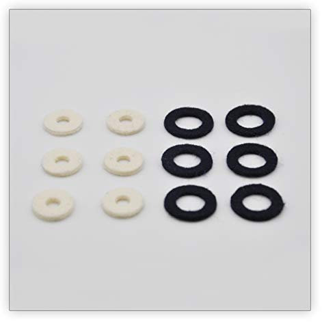 12 x Filze Ventilfilze Soundman für Trompete Kornette Trumpet Cornet Trompetenventil Ventil (6 x schwarz, 6 x weiß)
