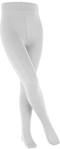 FALKE Unisex Kinder Strumpfhose Cotton Touch K TI Baumwolle dick einfarbig 1 Stück, Weiß (White 2000), 122-128