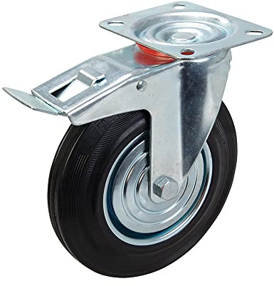 FIXMAN 921139 Heavy Duty Braked Rubber Castor 200 mm 200 kg