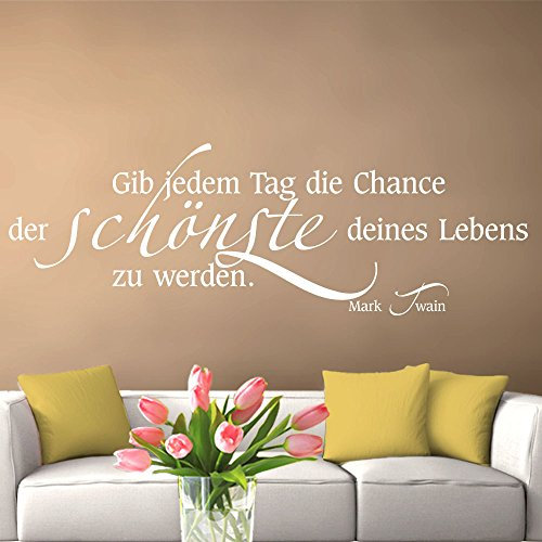 Grandora W312 Wandtattoo Zitat Gib jedem Tag die Chance I schwarz 120 x 40 cm I Wohnzimmer Schlafzimmer Aufkleber Wandaufkleber Wandsticker