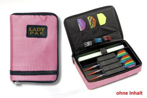 Darttasche Lady PAK, Farbe rosa strapazierfähige Nylon-Tasche für 1-2 Sets montierter Darts und zusätzlichen Fächern für Flys und Ersatzschäfte. (ohne Inhalt)