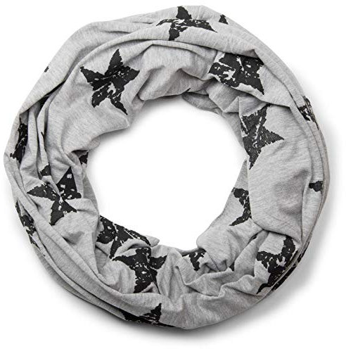 styleBREAKER Loop Schlauchschal mit Sterne Print im Vintage Look, weich und warm, Unisex 01018079, Farbe:Hellgrau