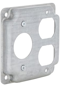 4 in. Square Cover, Exposed Work, Duplex/1.406 in. Dia. Receptacle