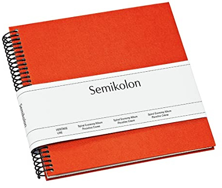 Semikolon 353040 Spiral Album Piccolino - 17 x 17 cm - Fotoalbum, 20 Seiten cremeweiß, Spiral-Fotobuch, orange orange