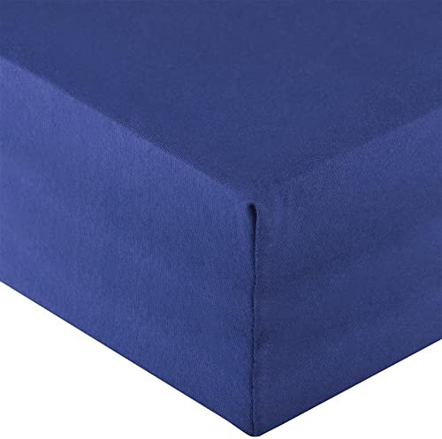 aqua-textil Royal XL Spannbettlaken Boxspringbett Wasserbett 200x220-220x240 cm blau 210g/qm Jersey Mako Baumwolle Elasthan Spannbetttuch