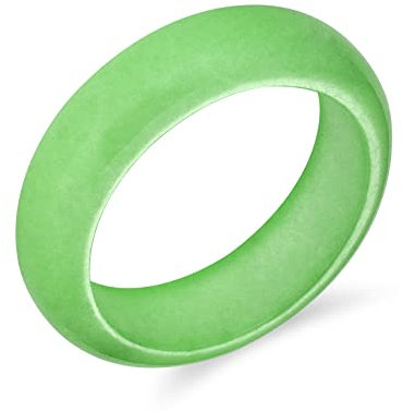 Bling Jewelry Einfacher Solider Kuppel-Edelstein-Ewigkeit-Stapelbarer Gefärbter Grüner Jade-Bandring Für Frauen Für Teenager August-Geburtsstein