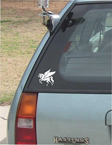 INDIGOS UG Auto Aufkleber Pegasus Fliegen - weiß - 91x88 - konturgeschnittener Autoaufkleber ohne Hintergrund - Selbstklebender Sticker für Auto, Fenster, Bus oder LKW - UV-beständig & wetterfest