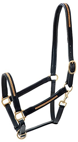 PFIFF Lederhalfter mit Strass, schwarz Full