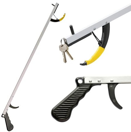 Sammons Preston Reacher, Lightweight 26 Long Handled Extension Grabber Tool, 6 oz. Handy Picker Up Tool and Reaching Claw, Aluminum Trash Pickup Aid & Garden Nabber, Reaching Assist Tool