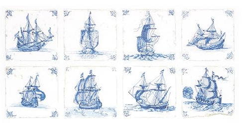 Thea Gouverneur - Kreuzstich-Set - Antike Hollndische Fliesen Delfter Blau - Leinen - 36 Count - Für Erwachsene - 482