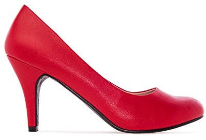 Andrés Machado - Zapatos de Tacón para Mujer - Tacón Fino - AM422 - Tallas pequeñas, Medianas y Grandes - Horma Estilo Retro - Sin Cordones - Tacones Simil Cuero Rojo, Talla EU 43