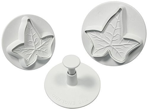 PME ILL670 Lot de 3 Emporte Pièces à Poussoir Feuilles de Lierre, Plastique, Blanc, 3 x 3 x 4 cmILL670