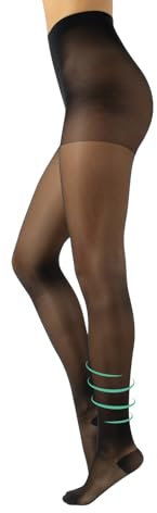 CALZITALY Stützstrumpfhose mit starker Kompression 10 mm/Hg, Feine Kompressionsstrumpfhosen Damen, S, M, L, XL, XXL, 3XL, 4XL, 70 DEN, Made in Italy (S, Schwarz)