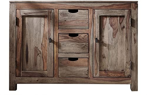 MASSIVMOEBEL24.DE Nature Grey Sideboard #83 Sheesham - Verschiedene Größen, Farbe:grau geölt, Größe:120x45x85 cm (BxTxH)