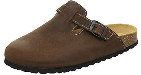 AFS-Schuhe 3900 Herren Clogs, Bequeme Hausschuhe für Männer, Pantoffeln aus Leder, Made in Germany (44 EU, Braun/Tabak)