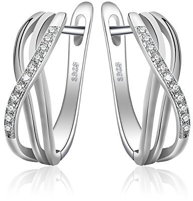 JewelryPalace Unendlichkeit Knoten Zirkonia Jahrestag Creolen Silber 925 Huggie Hoop Ohrringe Sterling Silber