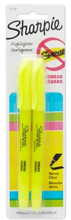 Sharpie Accent Pocket-Style Highlighters, 2 Fluorescent Yellow Highlighters (27162PP)