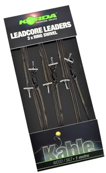 Korda Kable Ring Swivel Leadcore Leaders Weed/Silt