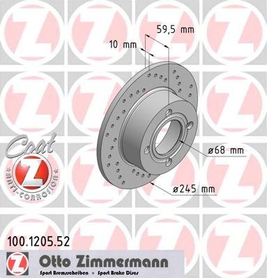ZIMMERMANN 100.1205.52 vorne Bremse, perforiert, Sport Coat Z
