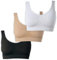 UnsichtBra Bustier Damen BH ohne Buegel | 3er Set Wohlfühl Bustiers Tops | Bügelloser Soft Bra | Schlaf Still Sport Crop Top Büstier schwarz, weiß, beige (wellbra_swh)(XXL)