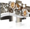 B&D XXL - Wandbilder XXL Blumen Vlies Leinwandbild 5 tlg Kunstdruck modern Wandbilder XXL Wanddekoration Design Wand Bild - Abstrakt Diamant Ornament bokeh silber beige b-A-0266-b-n