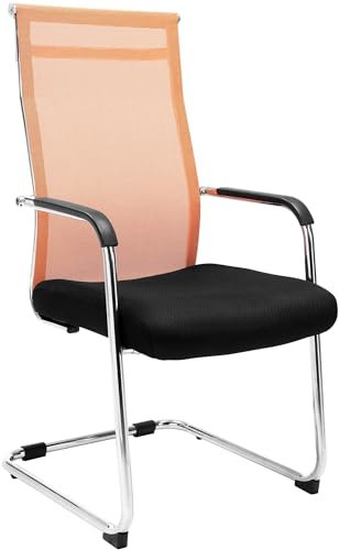 CLP Freischwinger Brenda I Besucherstuhl Mit Stoff-Bezug I Rückenlehne Mit Netz-Bezug, Farbe:orange