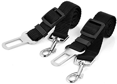Neuftech 2x Guinzaglio Cintura di Sicurezza Auto Regolabile per Cane Cani Cat 65cm Nero