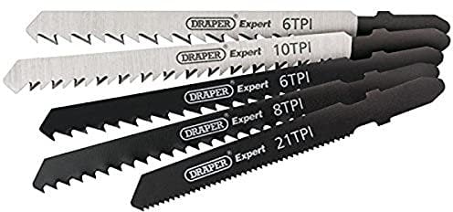 Draper 81734 Expert 5 Piece Assorted Jigsaw Blade Set, 230 V, Black and Silver