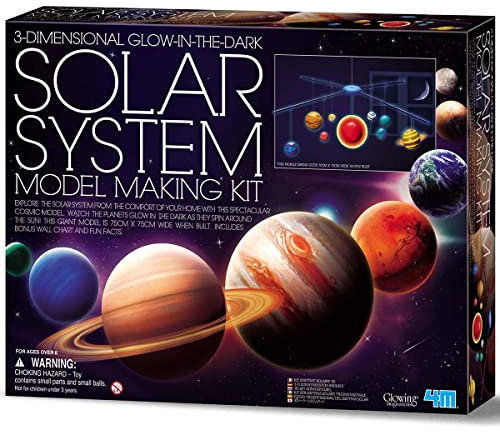 4M 3D Glow-in-the-Dark Solar System Mobile Making Kit - DIY Science Astronomy Learning Stem Toys Educational Gift for Kids & Teens, Girls & Boys