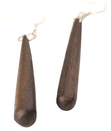 81stgeneration Orecchini In Legno con Ganci Francesi In Argento 925 Marroni Lunghi
