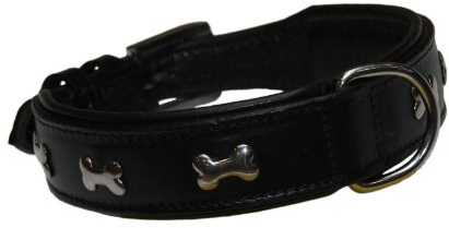 Nobby Leder Halsband CERRO, schwarz/braun 45 cm (40-44 cm), 30 mm, 1 Stück