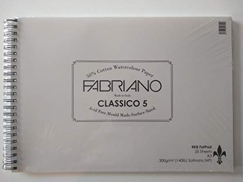 RKB Fat Pad A3 Fabriano classico 5 Hot Press 300gsm (140lb) 25 Sheets
