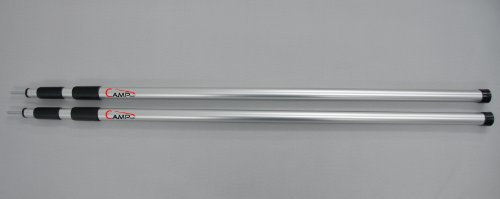 Campinie Aufstellstangen Alu Teleskop 2 Stück 100 cm - 240 cm mit Packsack, Vier Abspannseilen und Zwei Regenhütchen