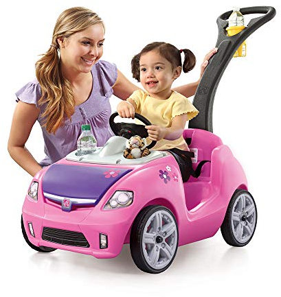 Step2 Whisper Ride Kinderauto/Rutscher in Rosa | Spielzeug Auto mit Schiebestange | Kinderfahrzeug/Rutscherauto ab 1.5 Jahre.