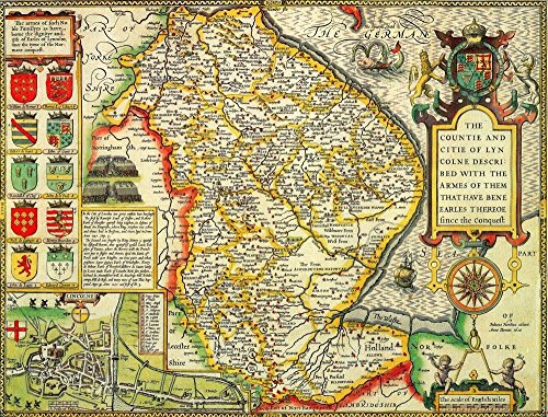Lincolnshire Historical Map 1000 Piece Jigsaw Puzzle (1610). Free print!